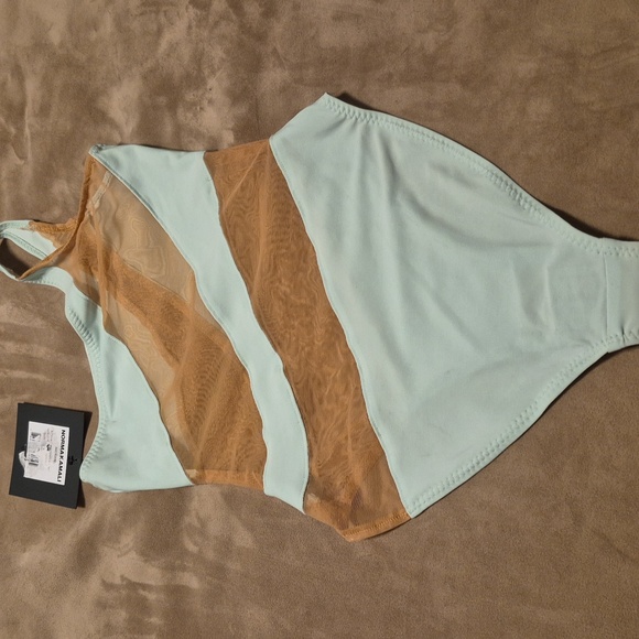 nwt NORMA KAMALI Snake Mesh Seafoam One Piece XXS Pastel Mint Green Swimsuit new - Picture 9 of 13